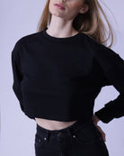 Black Interlock Sweatshirt | Crop & Long Sleeve | GBS Trend
