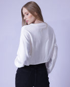 White Hem Sweatshirt | Shoulder Crop Sweatshirt | GBS Trend