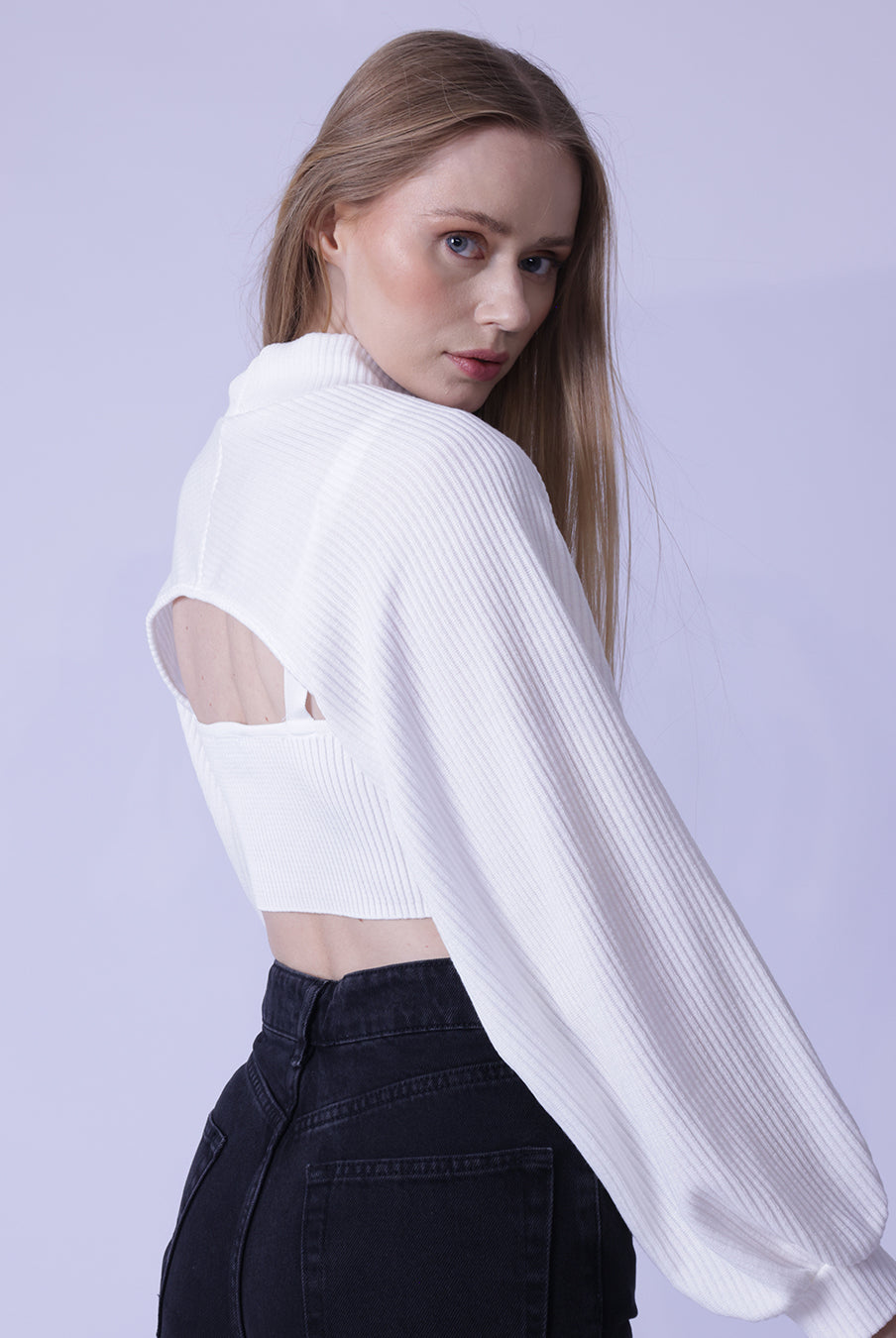 Crop Pullover Sweatshirt | White Crop Pullover Sweatshirt | GBS Trend