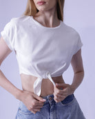 Everyday Cotton Crop T-Shirt | Women's Tie Front TEE | GBS Trend