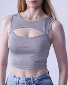 Glowing Elegant Cut Out Front Tank Top - GBS Trend